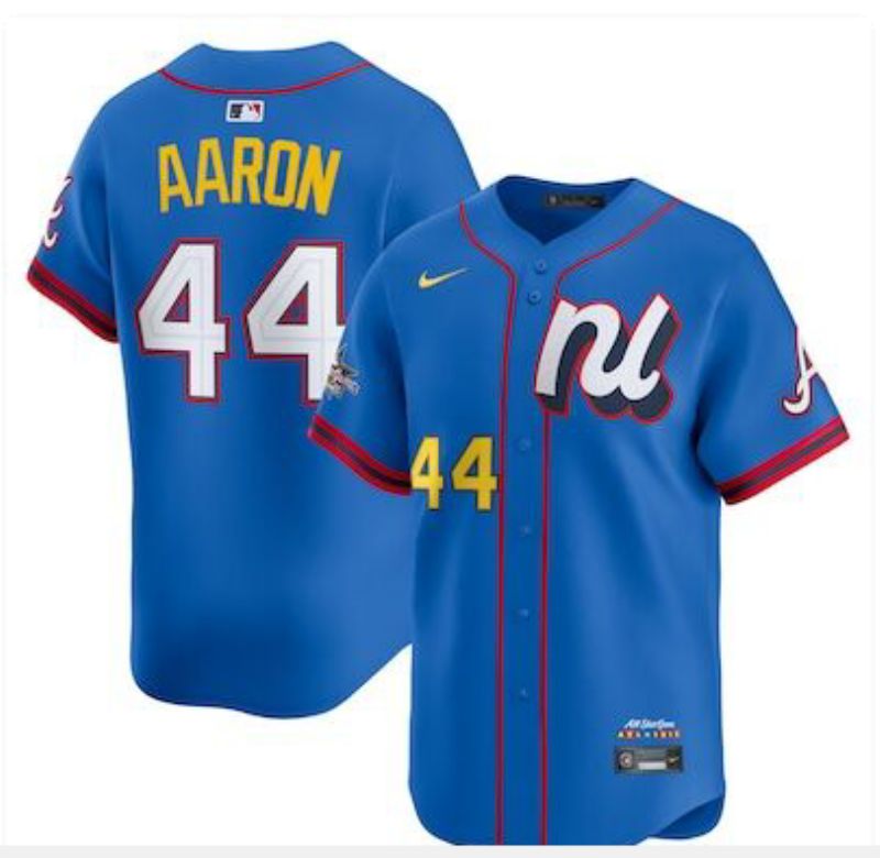 Men 2025 Atlanta Braves #44 Aaron Blue All star Nike MLB Jersey style 08->atlanta braves->MLB Jersey